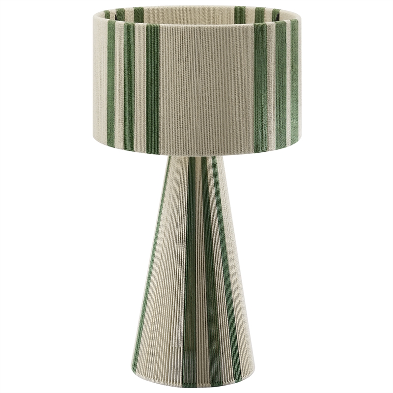 Gia Handwoven Cotton Thread Striped or Plain Table Lamp in Basil Green