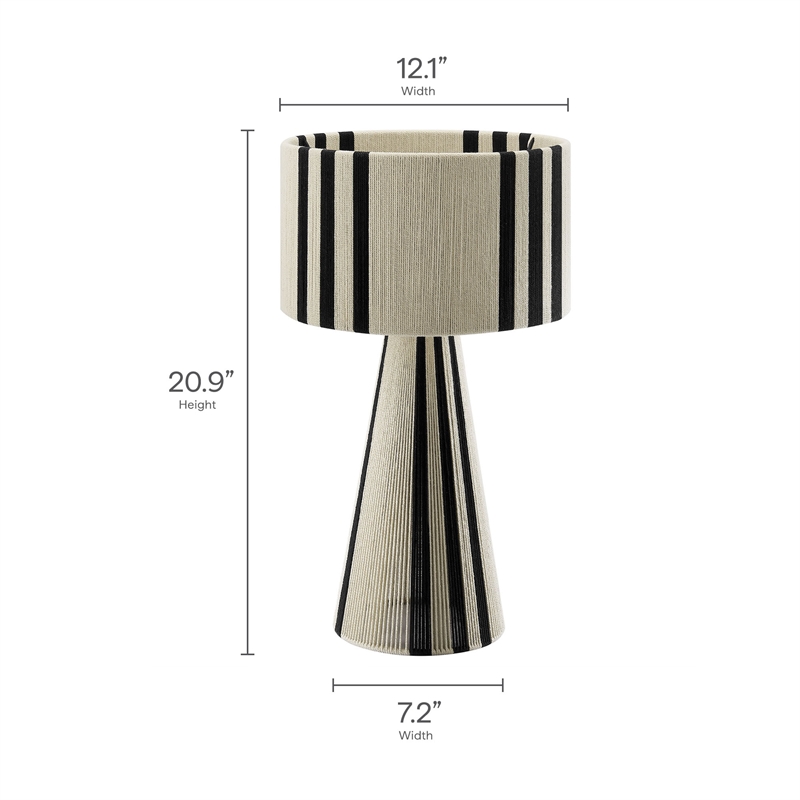 Gia Handwoven Cotton Thread Striped or Plain Table Lamp in Black