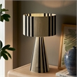 Gia Handwoven Cotton Thread Striped or Plain Table Lamp in Black