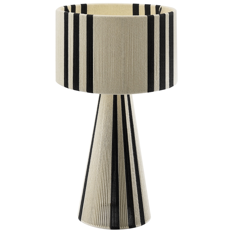 Gia Handwoven Cotton Thread Striped or Plain Table Lamp in Black