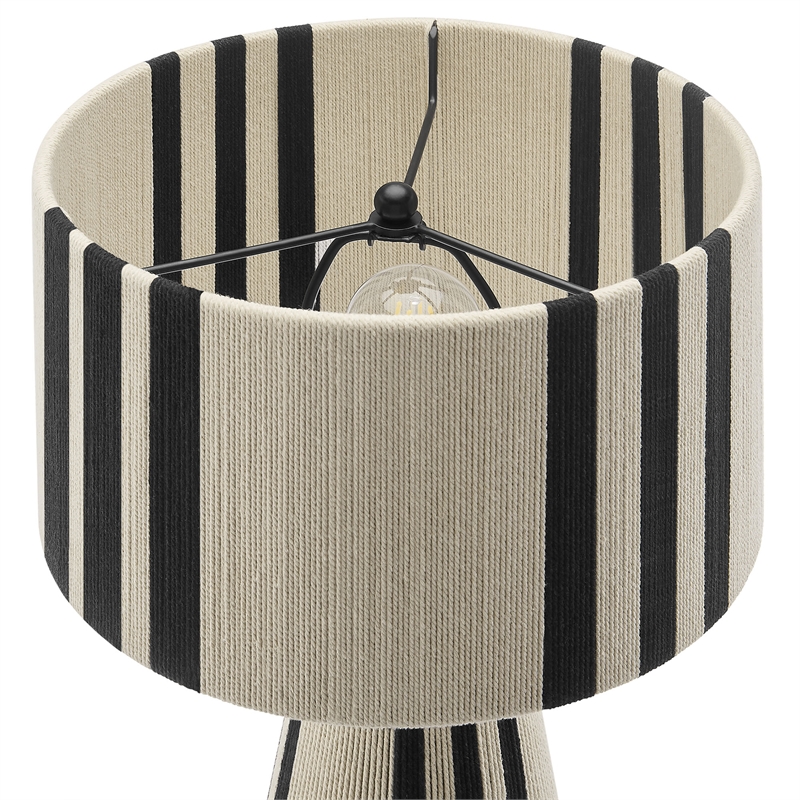 Gia Handwoven Cotton Thread Striped or Plain Table Lamp in Black