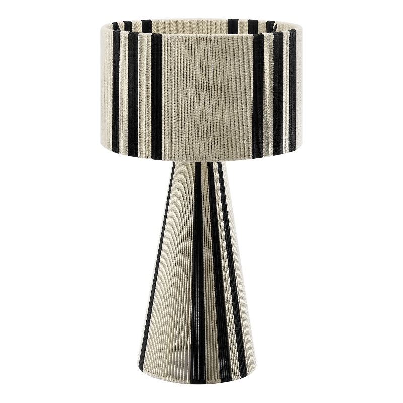 Gia Handwoven Cotton Thread Striped or Plain Table Lamp in Black