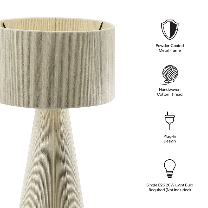 Gia Handwoven Cotton Thread Striped or Plain Table Lamp in Natural