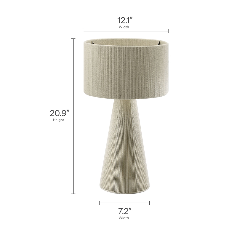 Gia Handwoven Cotton Thread Striped or Plain Table Lamp in Natural
