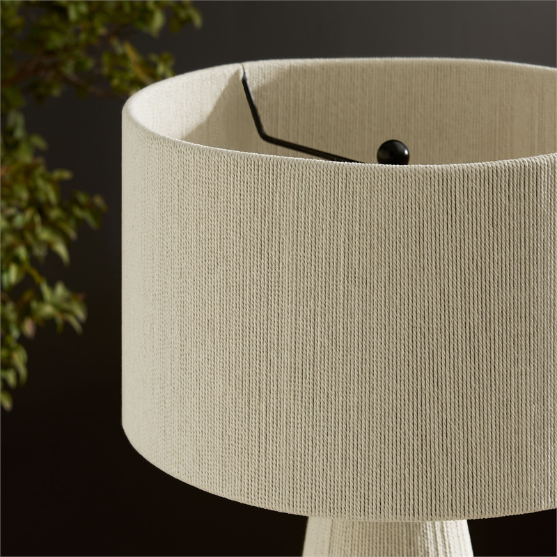 Gia Handwoven Cotton Thread Striped or Plain Table Lamp in Natural