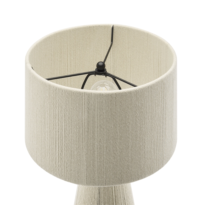 Gia Handwoven Cotton Thread Striped or Plain Table Lamp in Natural
