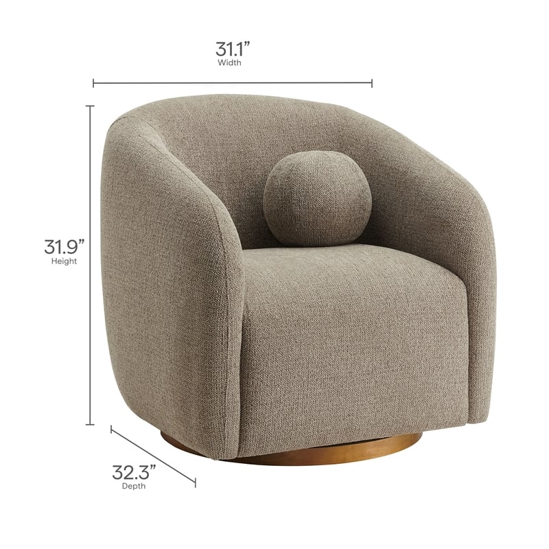 Holland Swivel Chenille Fabric Armchair in Taupe