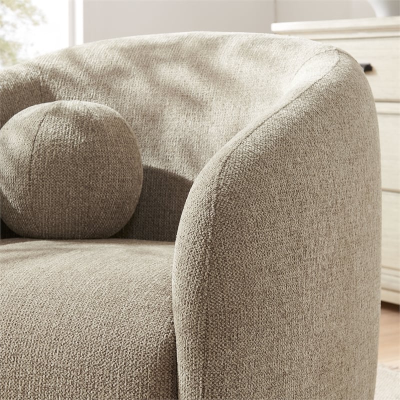 Holland Swivel Chenille Fabric Armchair in Taupe