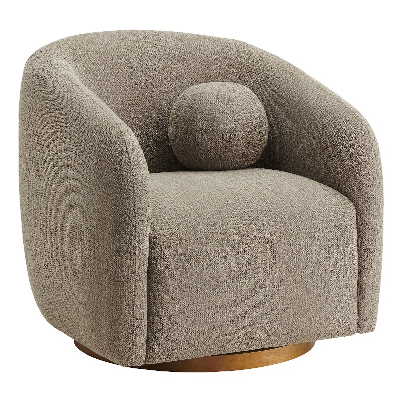 Holland Swivel Chenille Fabric Armchair in Taupe