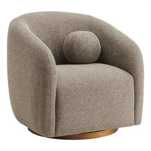 Holland Swivel Chenille Fabric Armchair in Taupe