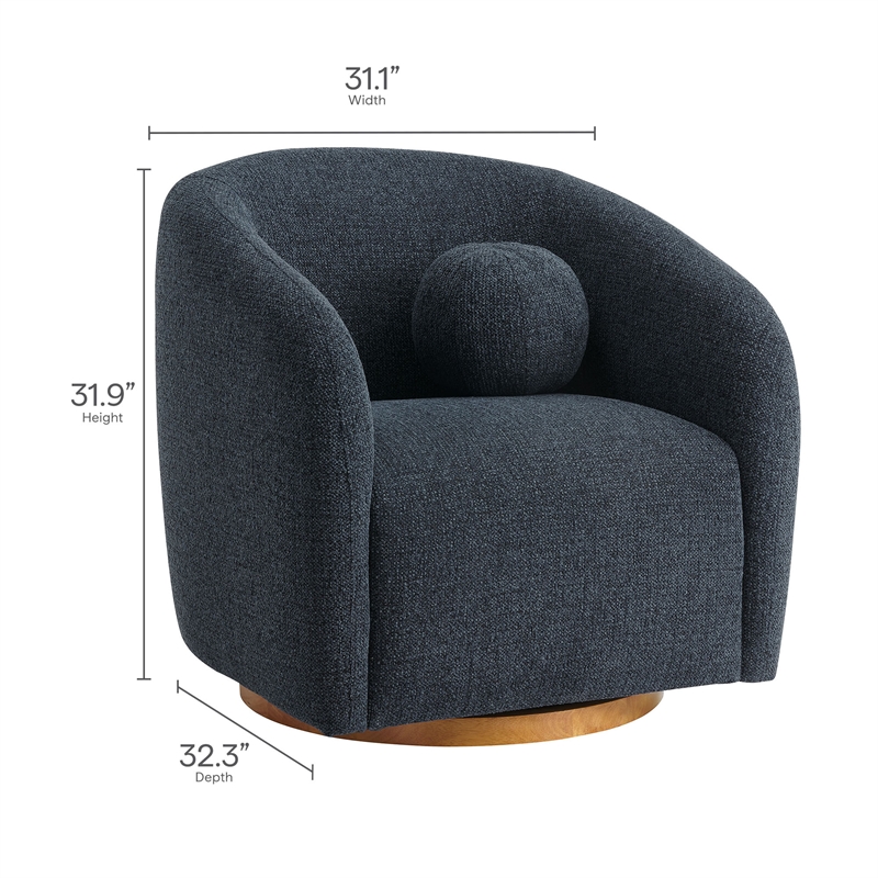 Holland Swivel Chenille Fabric Armchair in Navy
