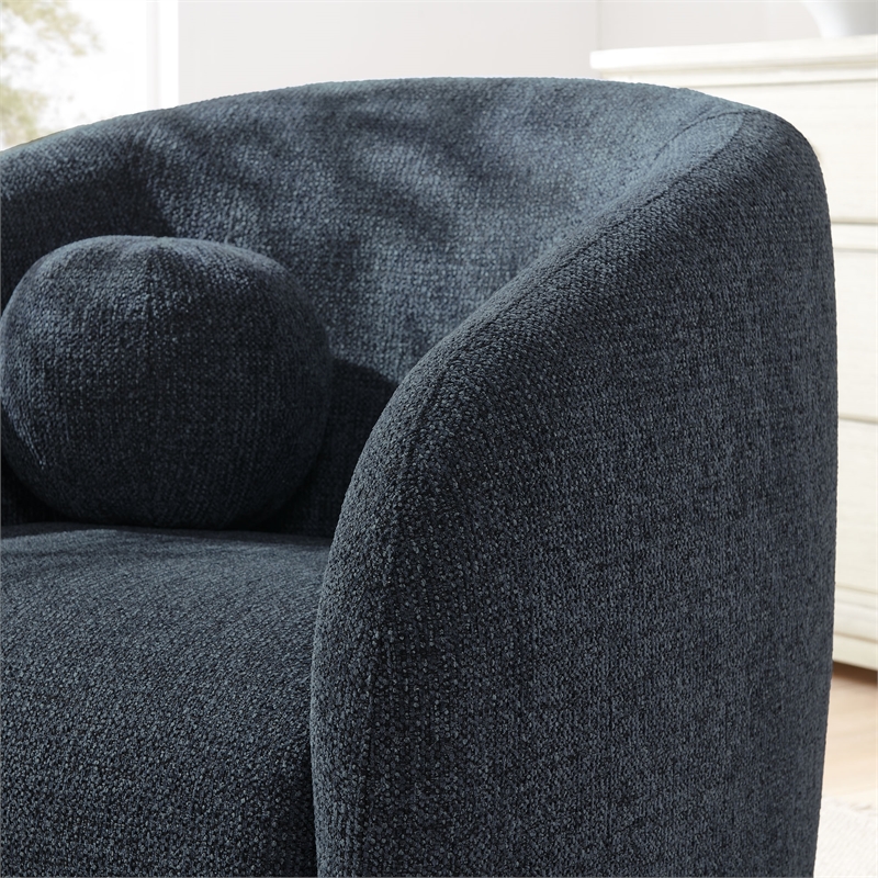 Holland Swivel Chenille Fabric Armchair in Navy