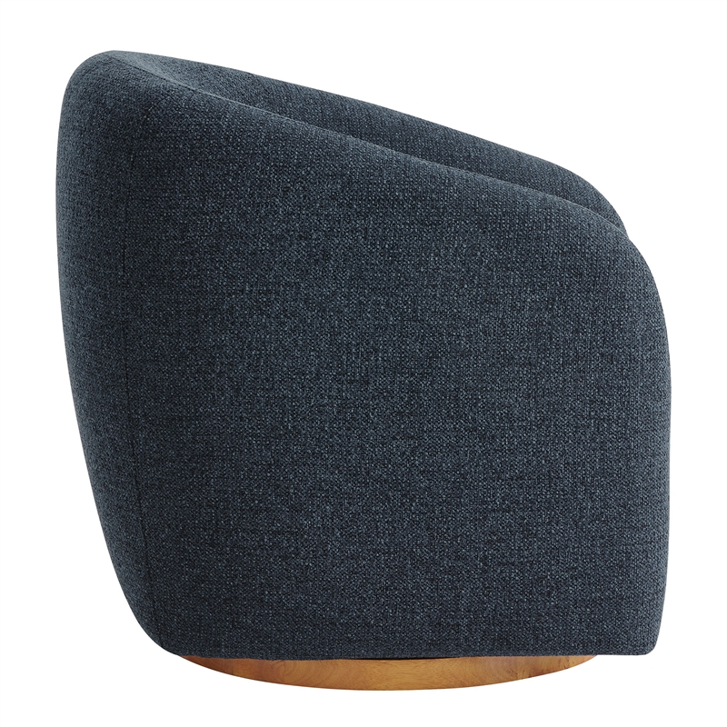 Holland Swivel Chenille Fabric Armchair in Navy