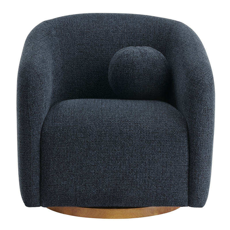 Holland Swivel Chenille Fabric Armchair in Navy