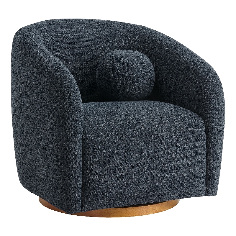 Holland Swivel Chenille Fabric Armchair in Navy