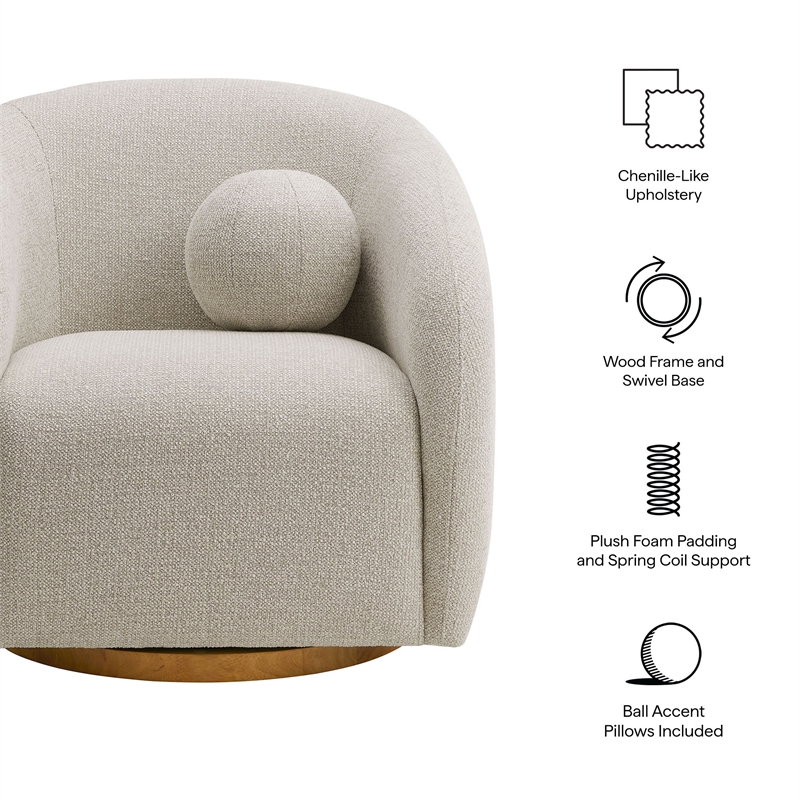 Holland Swivel Chenille Fabric Armchair in Dove Gray