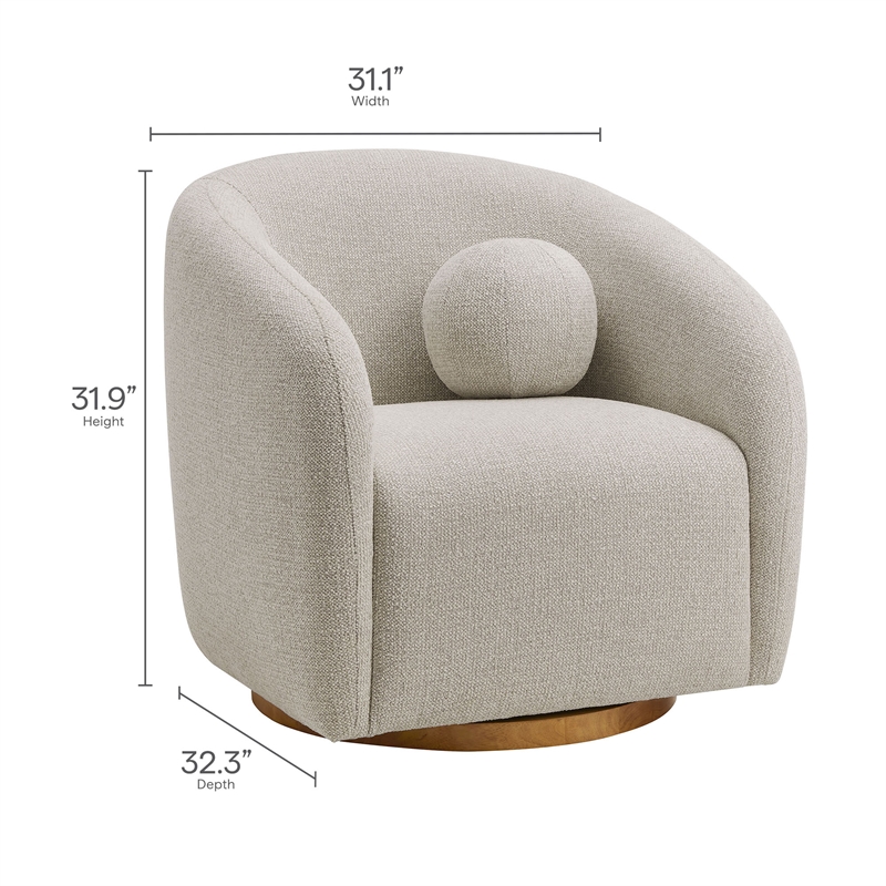 Holland Swivel Chenille Fabric Armchair in Dove Gray