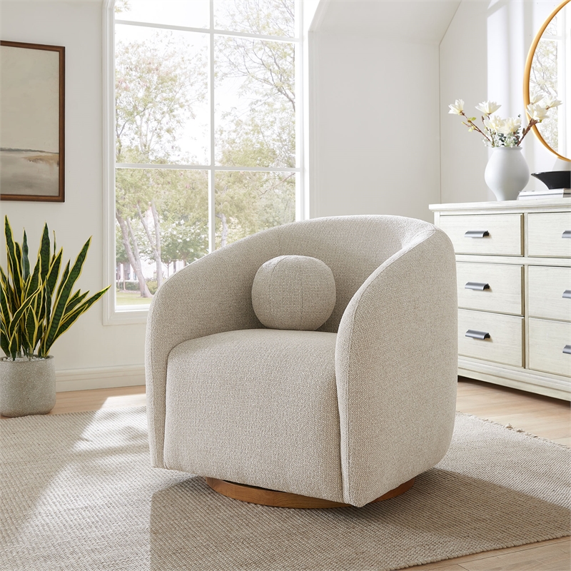 Holland Swivel Chenille Fabric Armchair in Dove Gray