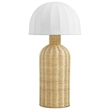 Santo Rattan Table Lamp With Dome Shade in White Natural