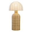 Santo Rattan Table Lamp With Dome Shade in White Natural