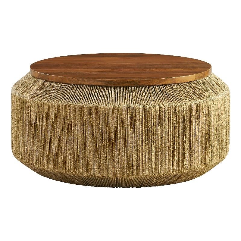 Maris Seagrass and Wood Coffee Table in Walnut Natural
