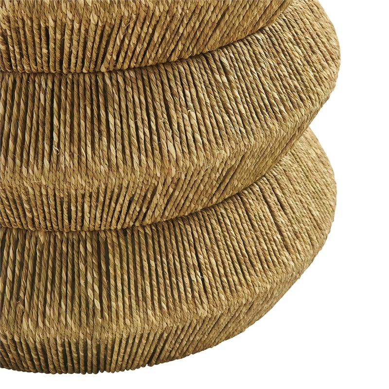 Maris Seagrass and Wood End Table in Walnut Natural