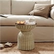 Lazaro Round Rattan Side Table in Burnished Brass Natural