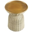 Lazaro Round Rattan Side Table in Burnished Brass Natural