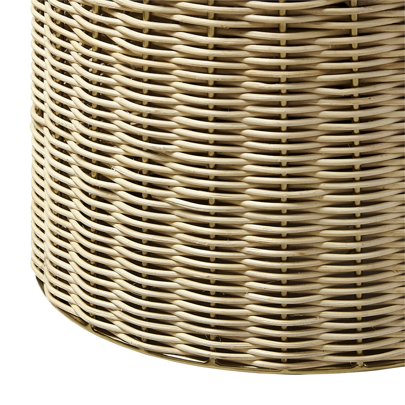 Lazaro Round Rattan Side Table in Burnished Brass Natural