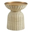 Lazaro Round Rattan Side Table in Burnished Brass Natural