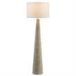 Saylor Carved Ribbed Wood Floor Lamp With Drum Shade in White Gray