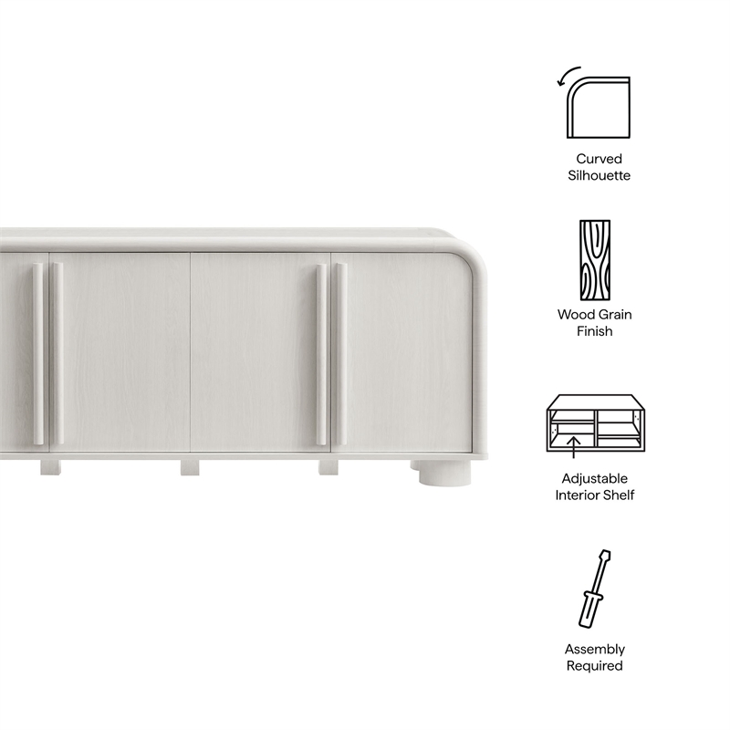 Bellamy Curved 4-Door Sideboard Cabinet in Ash