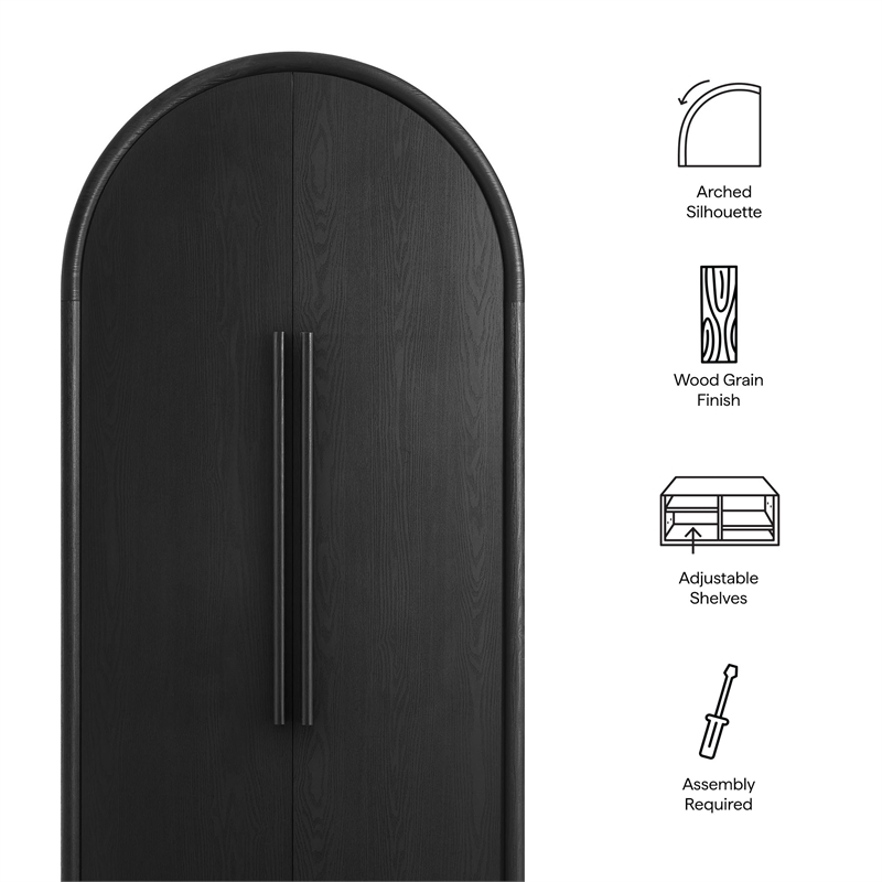 Modway Bellamy Contemporary Tall Arched Storage Cabinet in Black