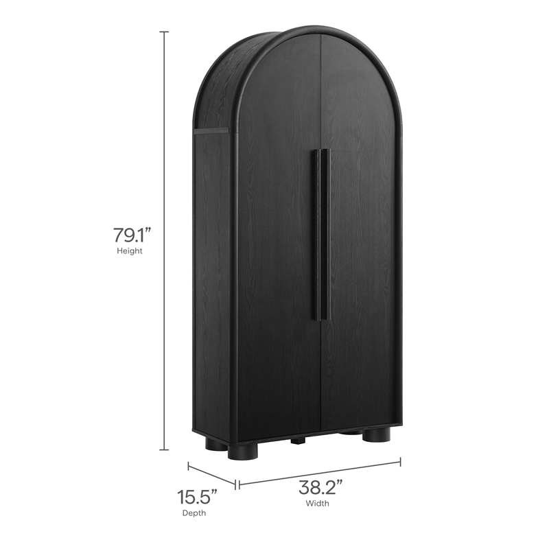 Modway Bellamy Contemporary Tall Arched Storage Cabinet in Black