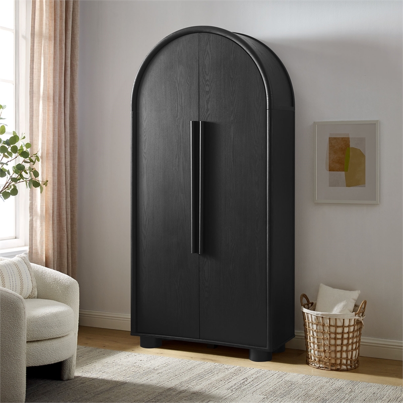 Modway Bellamy Contemporary Tall Arched Storage Cabinet in Black
