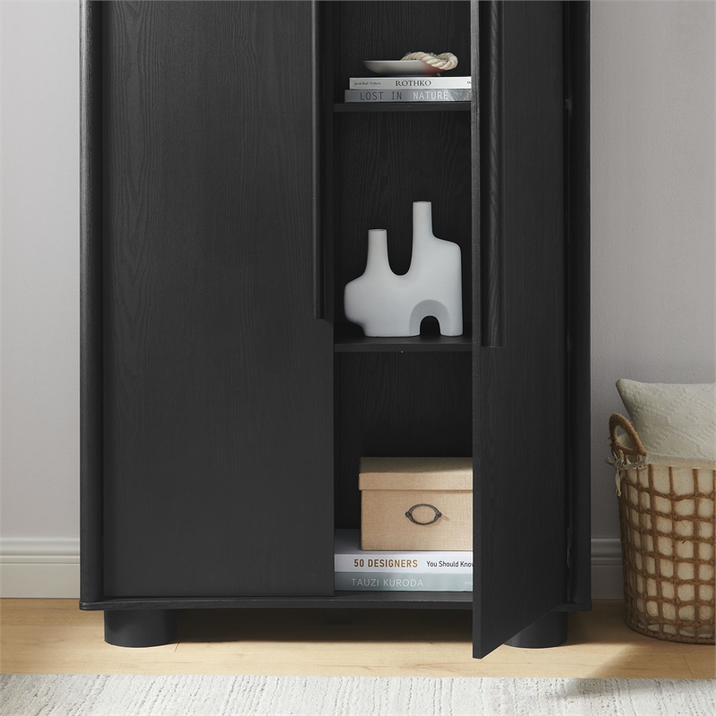 Modway Bellamy Contemporary Tall Arched Storage Cabinet in Black