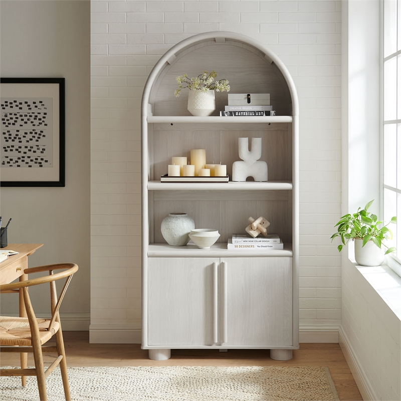Bellamy Tall Arched Display Cabinet Bookcase in Ash
