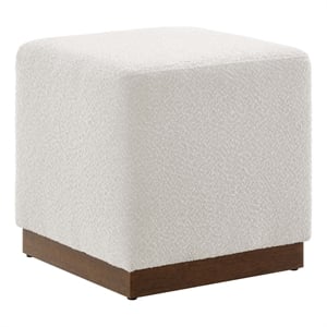 Tilden 17&quot Square Boucle Upholstered Ottoman in Cloud Walnut