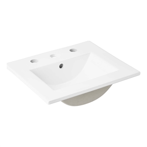 Modway Cayman Modern 18&quot Bathroom Sink in White With Rectangular Basin
