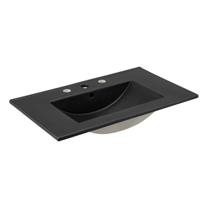 Modway Cayman Modern 30&quot Bathroom Sink in Black With Rectangular Basin
