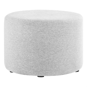 Callum Large 23&quot Round Woven Heathered Fabric Upholstered Ottoman