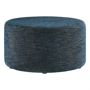 Callum Large 29&quot Round Woven Heathered Fabric Upholstered Ottoman