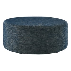 Callum Large 38&quot Round Woven Heathered Fabric Upholstered Ottoman