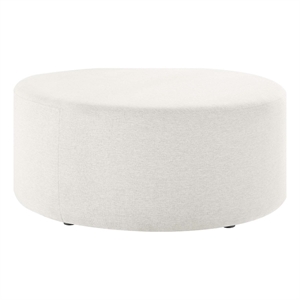 Callum Large 38&quot Round Woven Heathered Fabric Upholstered Ottoman