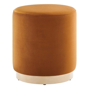 Tilden 16&quot Round Performance Velvet Upholstered Ottoman in Rust Natural
