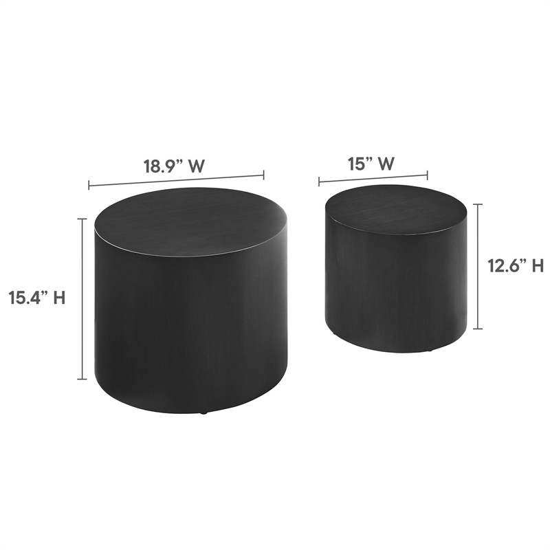 Amani Round Nesting Coffee Tables Set of 2 in Black