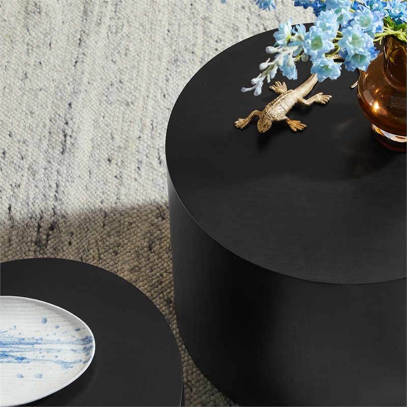 Amani Round Nesting Coffee Tables Set of 2 in Black