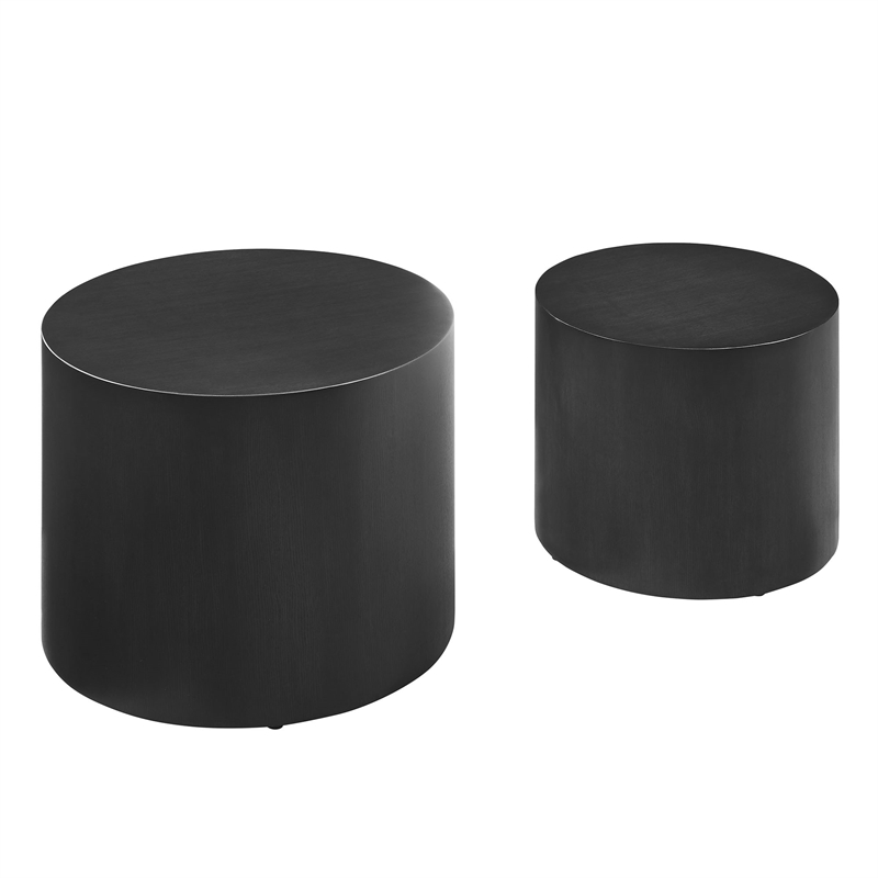 Amani Round Nesting Coffee Tables Set of 2 in Black