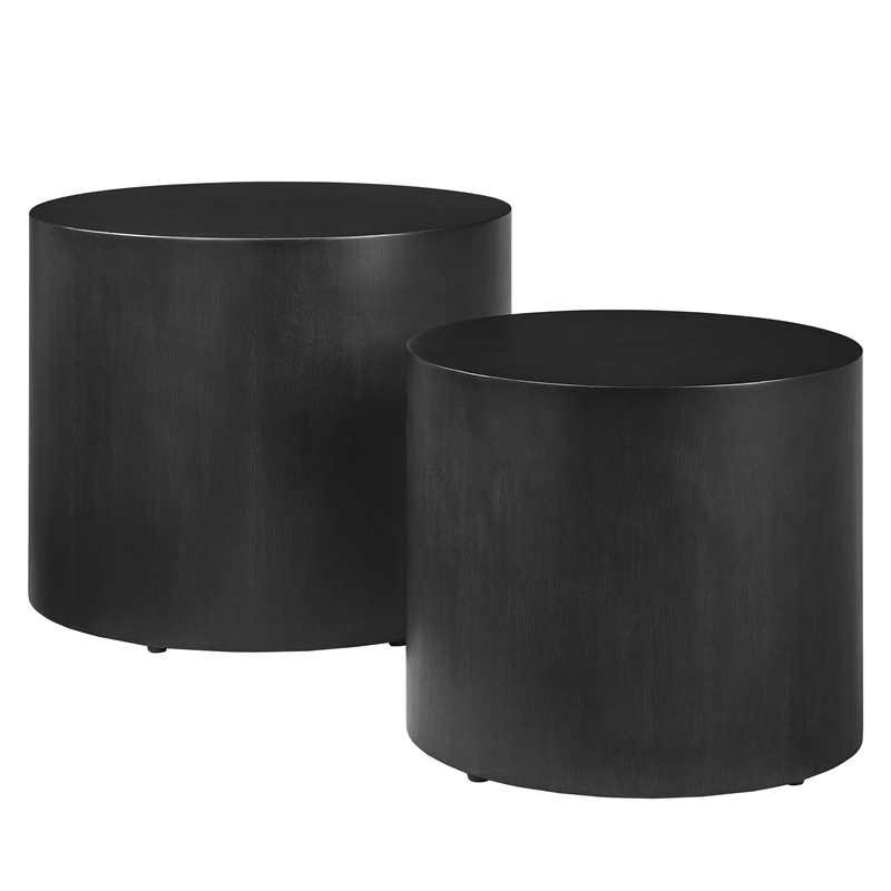 Amani Round Nesting Coffee Tables Set of 2 in Black