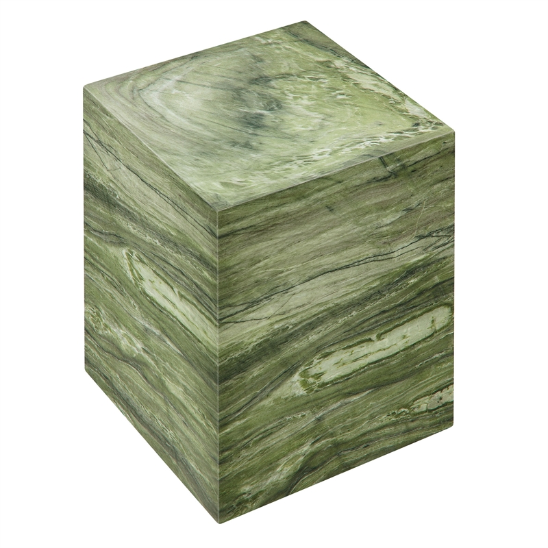 Jordana Square Plinth Indoor - Outdoor Patio Concrete Side Table in Green Marble